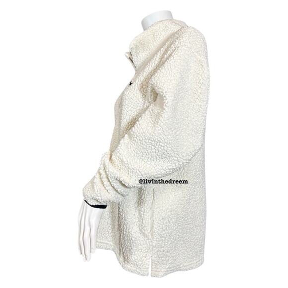 #T5  Victoria's Secret Pink Sherpa Boyfriend Quarter Zip Sweater Pullover M $79 - Picture 7 of 16